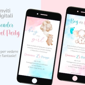 Invito digitale Gender Reveal Baby Shower Maschio Femmina Annuncio Gender Reveal Annuncio Nascita Bimbo Bimba festa nascita Invito Whatsapp