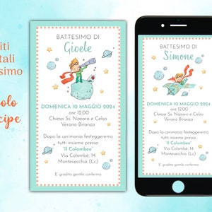 Invito Battesimo Piccolo Principe, Inviti digitali Battesimo Piccolo Principe, Annuncio Battesimo Tema Piccolo Principe, Invito Whatsapp