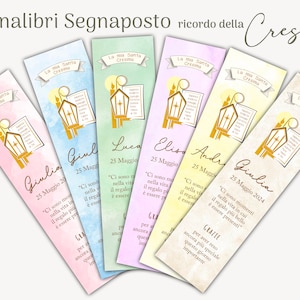 Segnalibri Segnaposto Cresima, bomboniere cresima, inviti digitali cresima, ricordo cresima comunione, segnaposto omaggio per ospiti