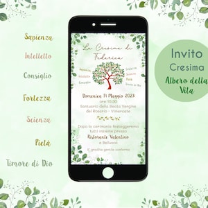 Invito Digitale Cresima Comunione - Albero della Vita - Bimba Bimbo - Invito social Cresima Comunione - Invito grafica personalizzato