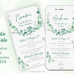 Inviti Digitale Prima Comunione e Cresima - Annuncio Cresima - Cresima ragazzo  ragazza Comunione Bambino Bambina - Invito digitale WHATSAPP