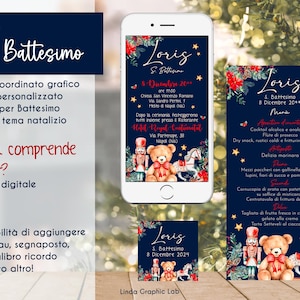 Party Kit battesimo natalizio, battesimo bambino, battesimo bambino, natale, invito social, tableau battesimo segnaposto battesimo benvenuti