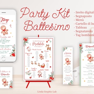 Party Kit battesimo natalizio, battesimo bambino, battesimo bambino, natale, invito social, tableau battesimo segnaposto battesimo benvenuti
