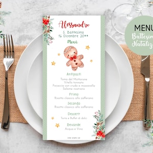 Menù BATTESIMO natale menù battesimo bambina bambino file digitale menù natalizio stampato inviti digitali battesimo natale babbo natale