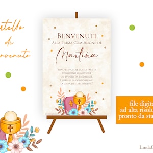 Benvenuti Prima Comunione tableau prima comunione cartello di benvenuto file digitale comunione bimbo bimba