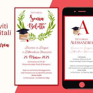 Inviti Digitale Laurea - Annuncio Laurea - Festa di Laurea - Invito Laurea digitale WHATSAPP - Regalo Laurea Grafica personalizzata Laurea