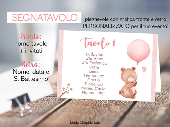 Supporto In Legno Con Biglietto Personalizzato Per La Decorazione Del Tavolo Del Battesimo