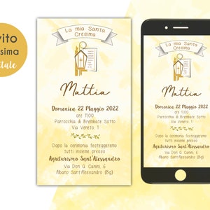 Inviti Digitale  Cresima - Annuncio Cresima - Cresima Bambino Bambina - Invito digitale WHATSAPP - Grafica personalizzata Cresima