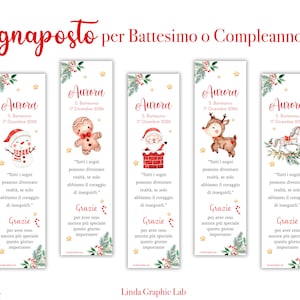 Segnalibri Segnaposto NATALE Battesimo Compleanno natalizio bomboniera tag segnaposto natale invito battesimo natalizio