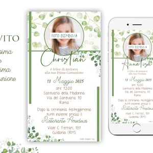 Inviti digitali Comunione, Inviti digitali Cresima, Annuncio Comunione, Annuncio Cresima Bambino Bambina Invito WHATSAPP foto personalizzata