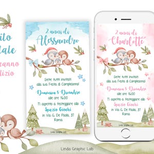 Invito Compleanno NATALE invito digitale invernale natalizio invito compleanno bambino bambina natalizio, 2 anni 3 anni 4 anni babbo natale