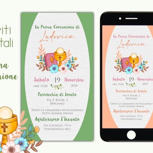 Inviti Digitali Prima Comunione Annuncio Comunione Invito Comunione Bambino Bambina Invito digitale WHATSAPP Grafica personalizzata Cresima