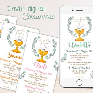Inviti digitali Comunione, Annuncio Prima Comunione Bambino Bambina, Invito WHATSAPP personalizzato