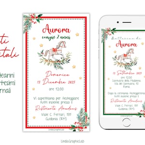 Invito digitale NATALE Battesimo Compleanno invernale natalizio invito compleanno bimbo bimba inverno, 2 anni 3 anni 4 anni babbo natale