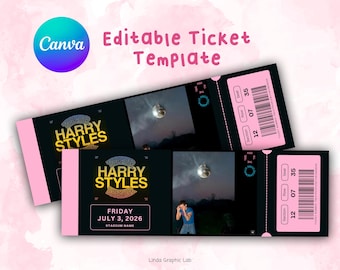 Harry Styles Together Together Tour CANVA bewerkbaar ticketsjabloon 2026 Concert Canva digitaal ticket downloaden Gepersonaliseerd cadeau voor popliefhebbers