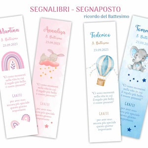 Segnalibri Segnaposto Battesimo, ricordo per battesimo compleanno comunione, bomboniera battesimo, segnaposto omaggio per ospiti, elefantino