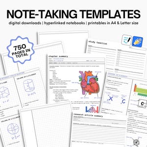 750+ Notetaking Templates & Study Tools | Hyperlinked Notebooks, Digital Downloads, Printables | Goodnotes PDF