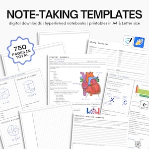750+ Notetaking Templates & Study Tools | Hyperlinked Notebooks, Digital Downloads, Printables | Goodnotes PDF