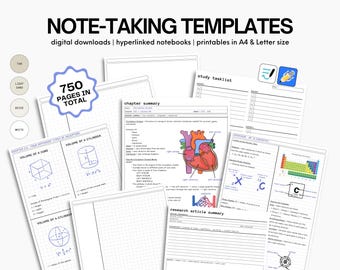 750+ Notetaking Templates & Study Tools | Hyperlinked Notebooks, Digital Downloads, Printables | Goodnotes PDF