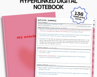 Pink Tab digitaal studentennotitieboek: hyperlinked College Planner (Goodnotes, Notability)