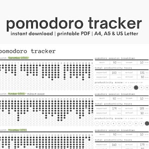 Utskrivbar Pomodoro Tracker: Produktivitetsplanerare för elever (digital nedladdning)