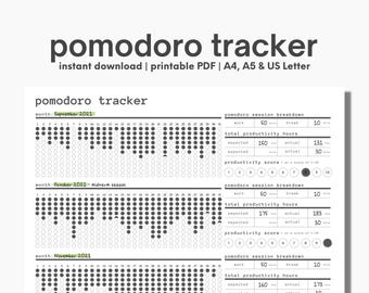 Afdrukbare pomodorotracker: studentproductiviteitsplanner (digitale download)