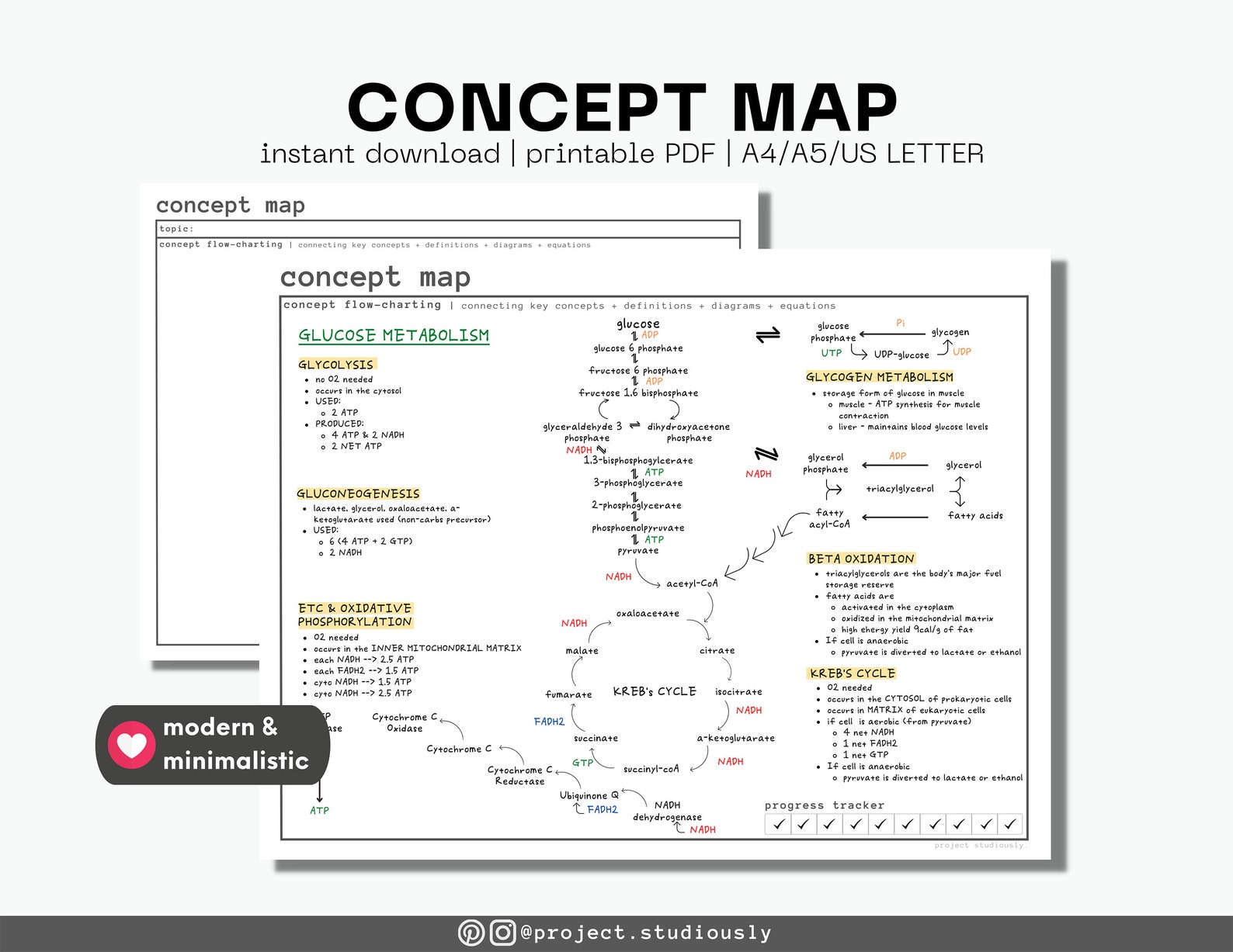 Simple Concept Map | Big Picture Tool | Printable PDF | Minimal Digital ...
