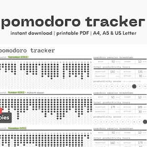 Simple Pomodoro Tracker | Academic Printable PDF | Minimalist Digital Planner | Student Organizers | Instant Download | A4, A5 & US Letter