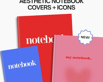 Esthetische digitale notebookomslagen en pictogrammen (digitale download)