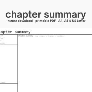 Chapter Summary Printable/Digital Template | Student Study Tool (Digital Download)