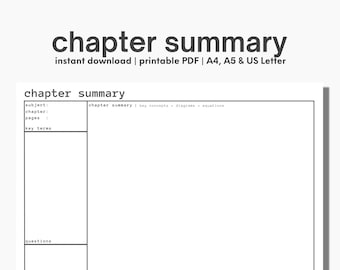Hoofdstukoverzicht Afdrukbare/digitale sjabloon | Studietool voor studenten (digitale download)