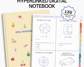 Digitaal notitieboek met kleurrijke tabbladen met hyperlinks: minimalistische academische studentenplanner (Goodnotes, Notability)