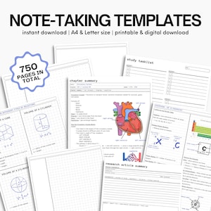 750+ Notetaking Templates: Minimalist Study Tools (Digital Download, Printables)