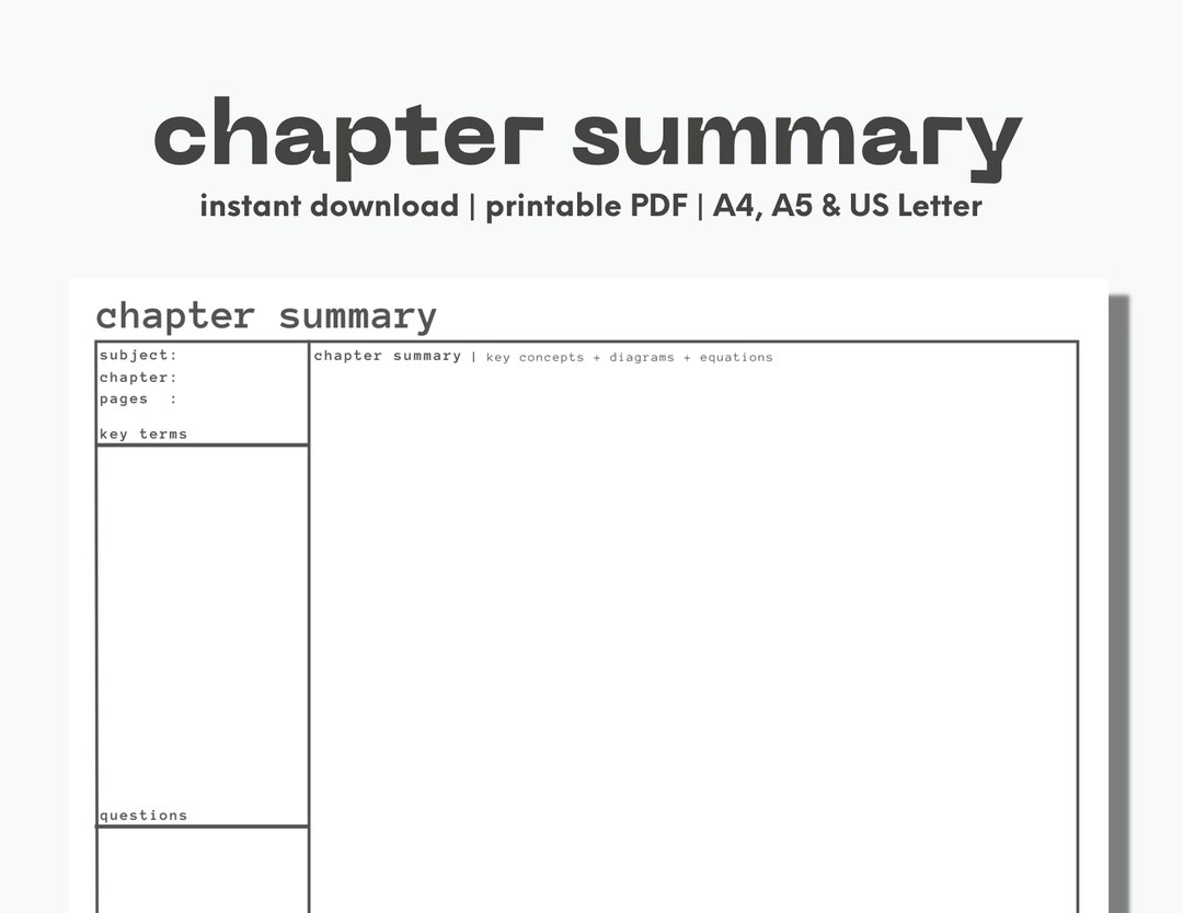 Chapter Summary Big Picture Tool Printable PDF Minimalist Digital Chapter Summary Big Picture Tool Printable PDF Minimalist Digital