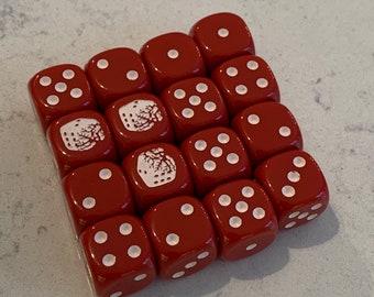 Invasive Wargaming Dice (16mm) OOP logo Red with White pips