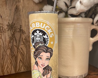 Belle, Beauty and the Beast 20oz Stainless Steel Tumbler. Phil the Cup Up