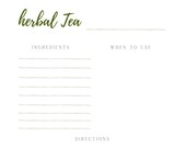 Herbal tea recipe card print out or use digital size 5x7