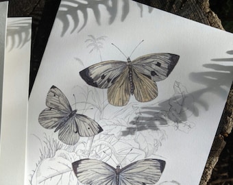 Butterflies Card A5, as a blank gift or greeting card.