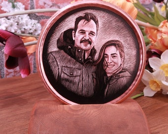 Personalized Wood-Based Copper Photo, Christmas Gift for Her, Christmas Gift for Him, Wedding Anniversary Gift, 7th Anniversary Gift