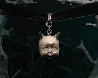Gothic Choker with a Baby Devil | Dark Jewellery Handmade in London | Goth Occult Gift