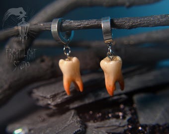 Wisdom Tooth Thick Hoop Earrings | Dental Horror Jewellery London | Goth Gift