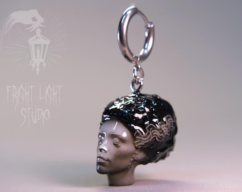 Horror Queen Hoop Earrings | Hand-Painted Resin Goth Jewelry