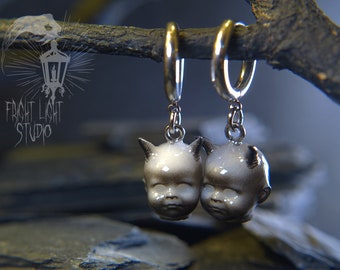Baby Devil Ghost Hoop Earrings | Buy 2 get 3 | Resin | Gothic Punk Style | Hypoallergenic |