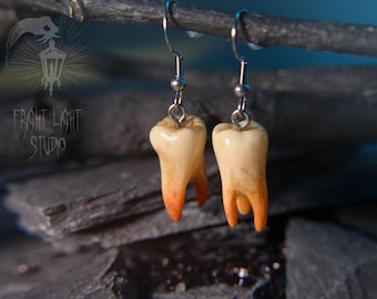 Wisdom Tooth Dangle Hook Earrings | Gothic Dark Jewellery Handmade in London