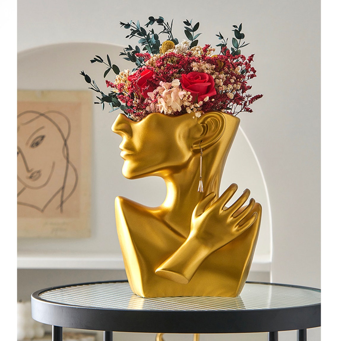 Gold Face Vase/ Gold Vase/ Silver Face Vase/ Boho Etsy UK