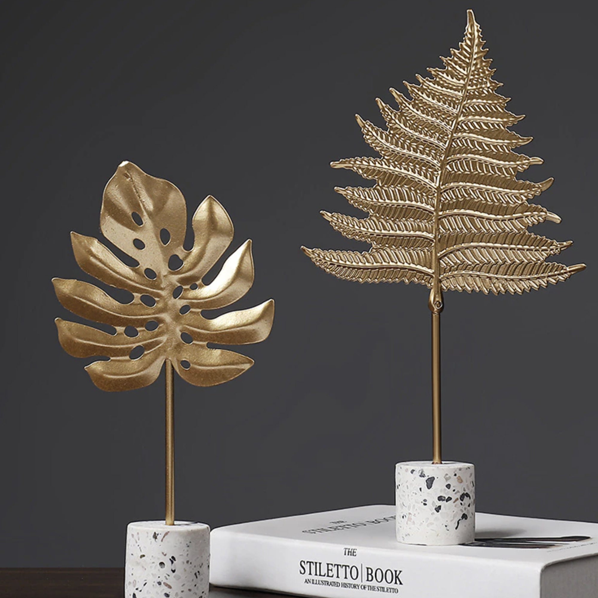 Gold Leaf Statue Gold Leaf Ornament Gold Bookend Modern Etsy UK