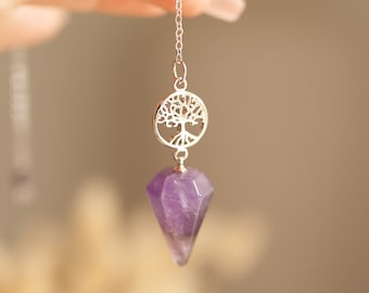 Amethyst pendulum, Tree of life Dowsing, divinatory pendulum.