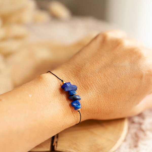 Bracelet réglable Lapis Lazuli très fin et discret