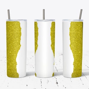 Yellow Glitter Tumbler PNG, Sublimation Tumbler, Glitter Effect, Sublimation PNG,