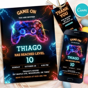 Editable Video Game Birthday Invitation, Video Game Invite, Boy ...